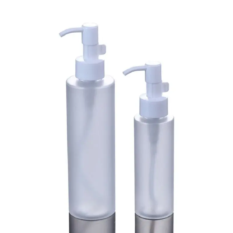 

20pcs Refillable Bottle Flat Shoulder Frosted 100ml 200ml Packaging White Pump Dispenser Empty Plastic Lotion Pump Bottles