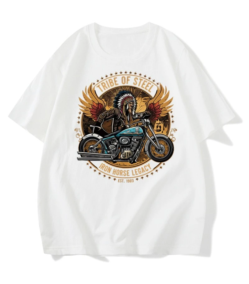 Летняя, осенне-зимняя мотоциклетная футболка с короткими рукавами и принтом для мужчин и женщин, мотоциклетная команда в стиле ретро