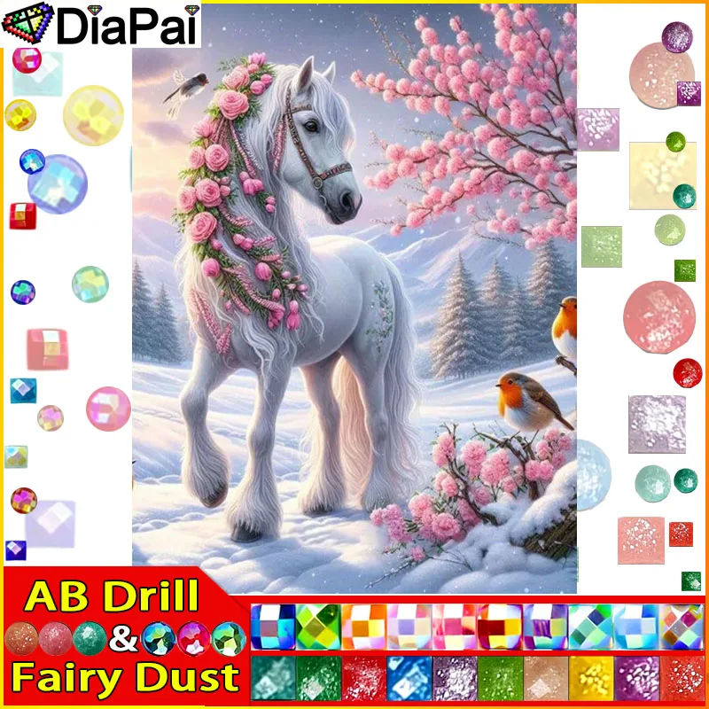 

DIAPAI Fairy Dust AB 5d Diamond Painting Full Square/Round "Horse Bird Flower" Picture Of Rhinestone DIY Diamond Embroidery Home