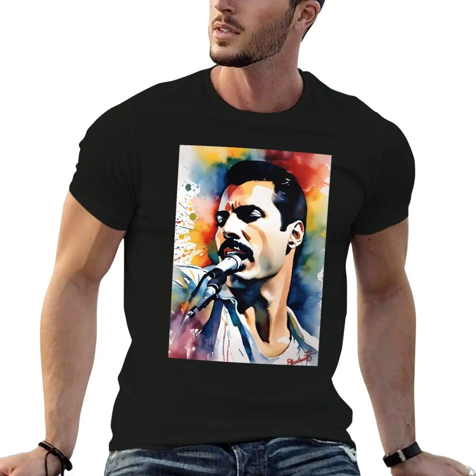 

Freddie Mercury Essential T-Shirt plus size tops blue archive mens graphic t-shirts big and tall