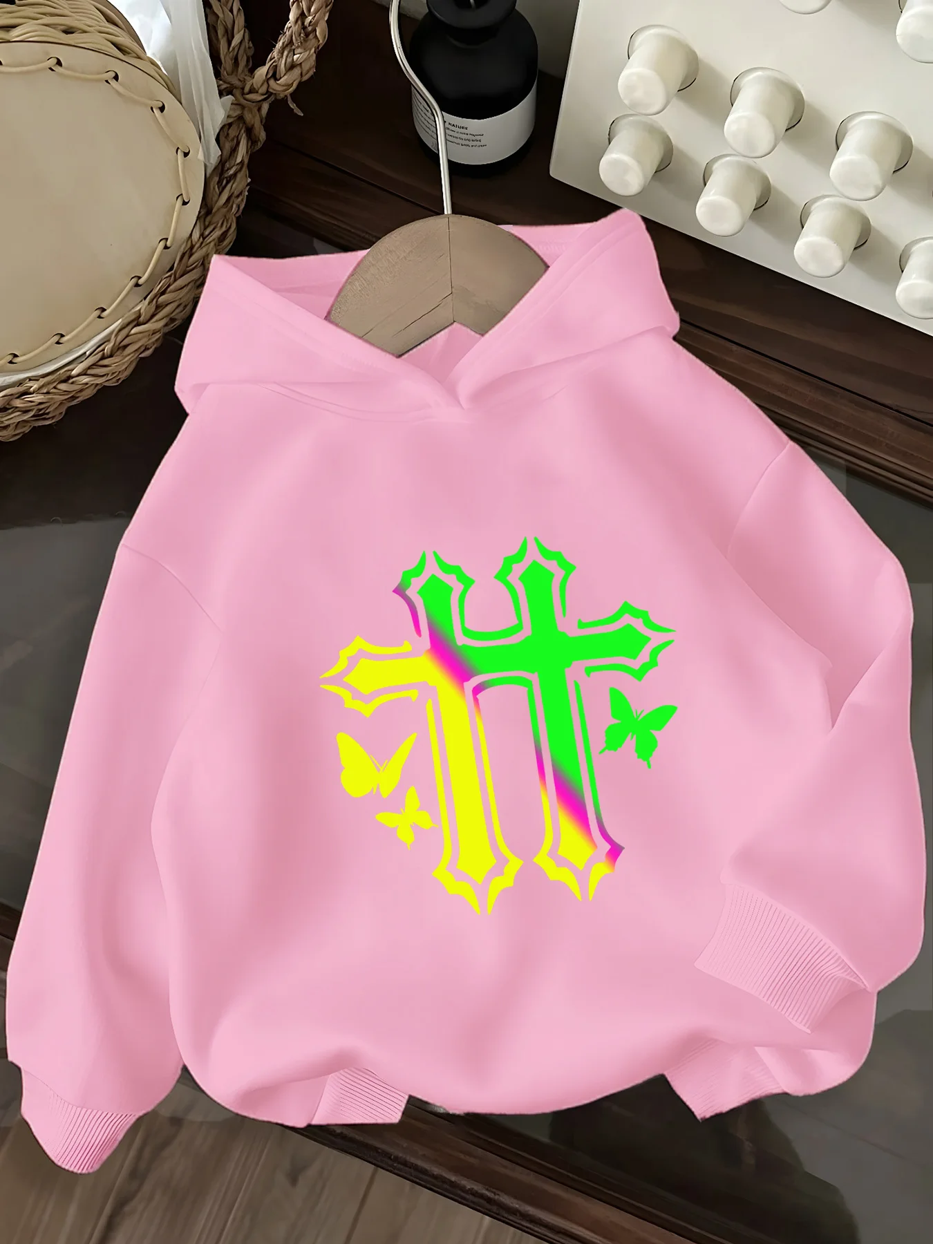 

printed girls hooded sweater children suitable for young girls and students boy party special clothing 120-160 cm