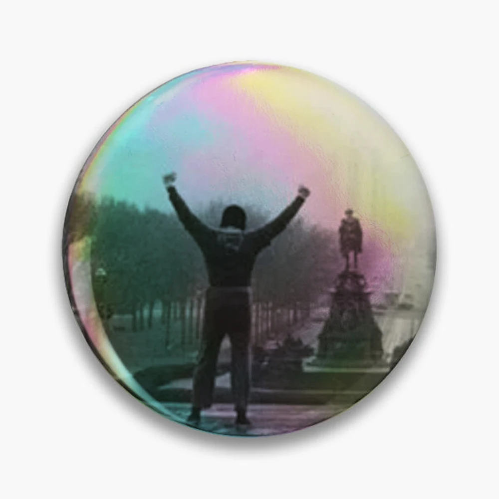 rocky Pin Holographic Star Heart Pin Brooches Laminated Button Fashion Accessory