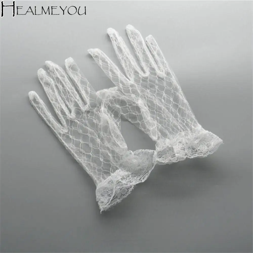 

Elastic Cosplay Dress Accessories Dinner Dress Autumn Banquet Bridal Mesh Gloves Lace Gloves Wedding Thin Mittens
