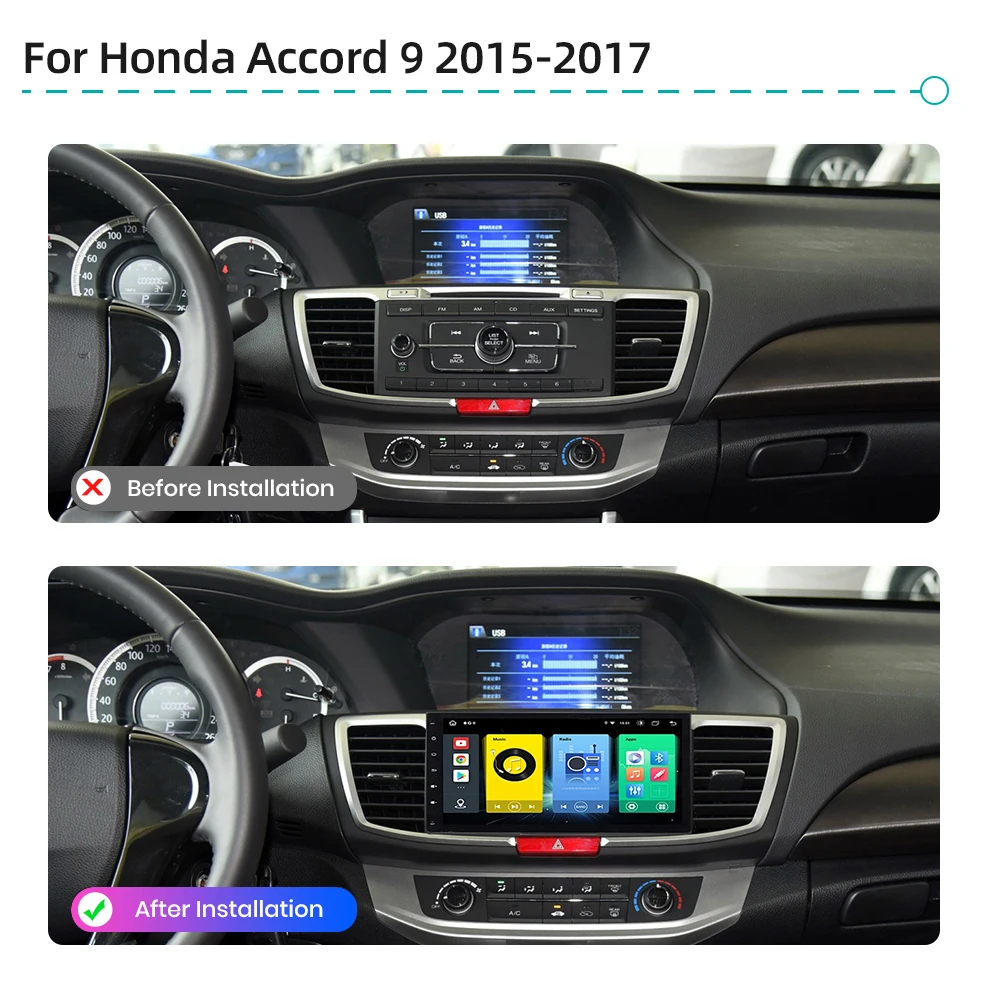 Android 13.0 8G 256G CarPlay Car Multimedia Player GPS Navigation 4G WiFi Bluetooth DSP Car Radio For Honda Accord 9 2015-2017