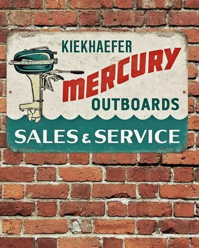 Outboards Sales & Service Sign Aluminum Metal 8x12 Retro Aged Rustic-aluminum