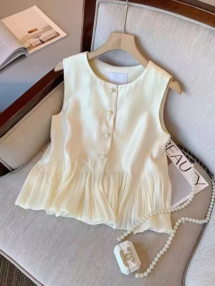 Haut de gamme Faionable Patchwork soie femmes gilet Svel été nouveauté polyvalent débardeur trajet Sle rond Ne Si...