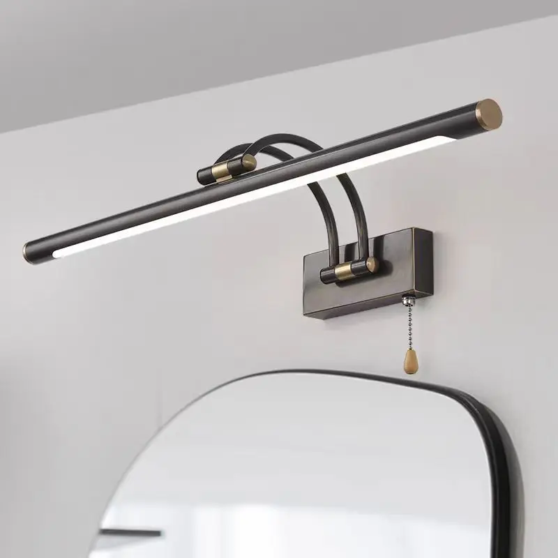 Specchio faro led bagno nero con interruttore luce lavabo di lusso senza punzonatura armadio specchio comò camera da letto