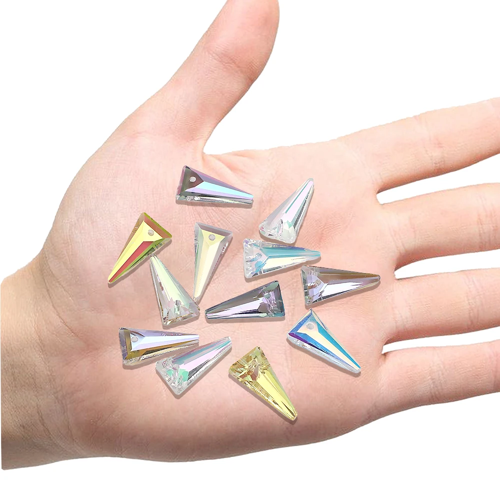 10 szt. 10x20mm Autria szkło kryształowe trójkąt geometryczne wisiorki koraliki do wyrobu biżuterii amulety kolczyki biżuteria kryształ górski