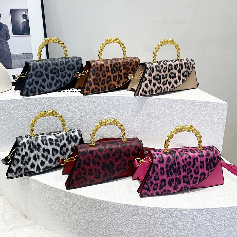 Top Brand Shoulder Bag For Women Brown Black Leopard Handbag Clutch Bag Female Vintage Pu Leather Crossbody Bag Designer