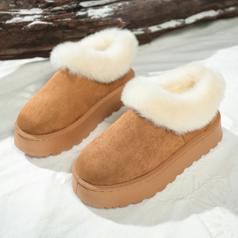 

Women's Plus Size Casual Snow Boots2025Winter Fleece-Lined Thickened Warm Thick-Soled Height-Increasing Cotton Shoes