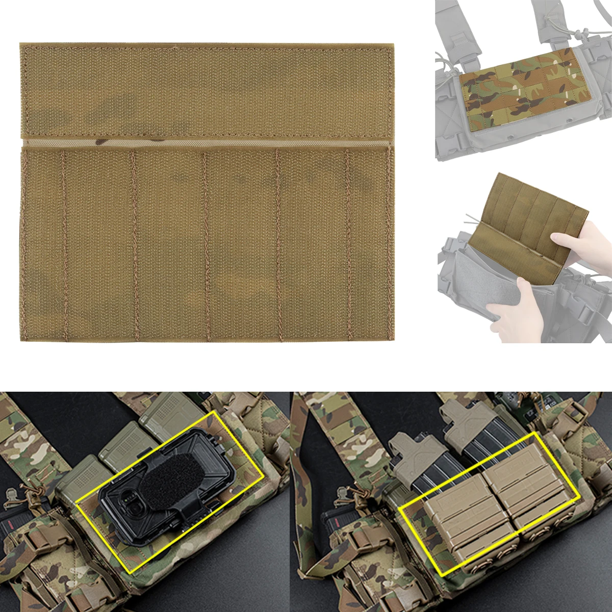

Tactical Vest Full MOLLE Panel Front Flap Micro Fight Chassis Hanging Panel For MK3 MK4 Chest Rig Expander Hunting Vest IPSC