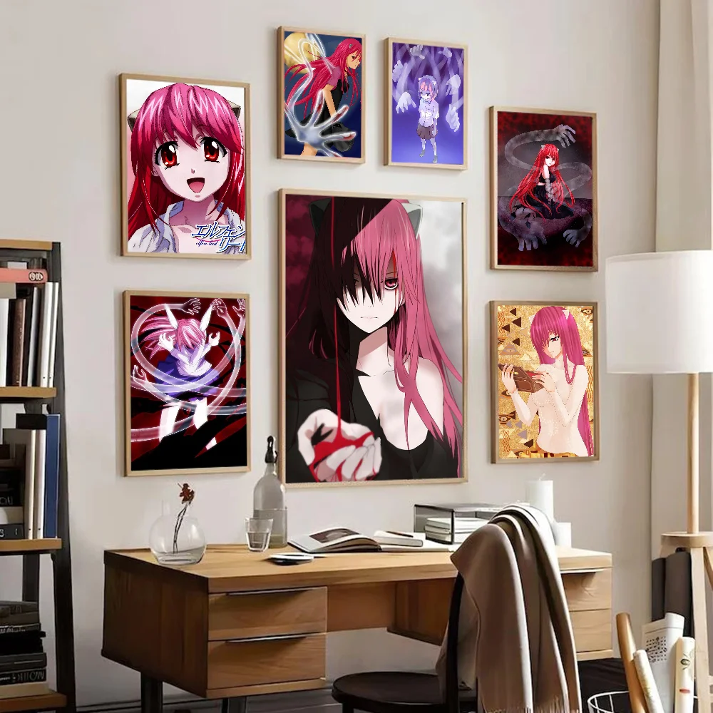 E-Elfen Comic L-Lied Anime Posters Sticky Fancy Wall Sticker for Living Room Bar Decoration Room Wall Decor