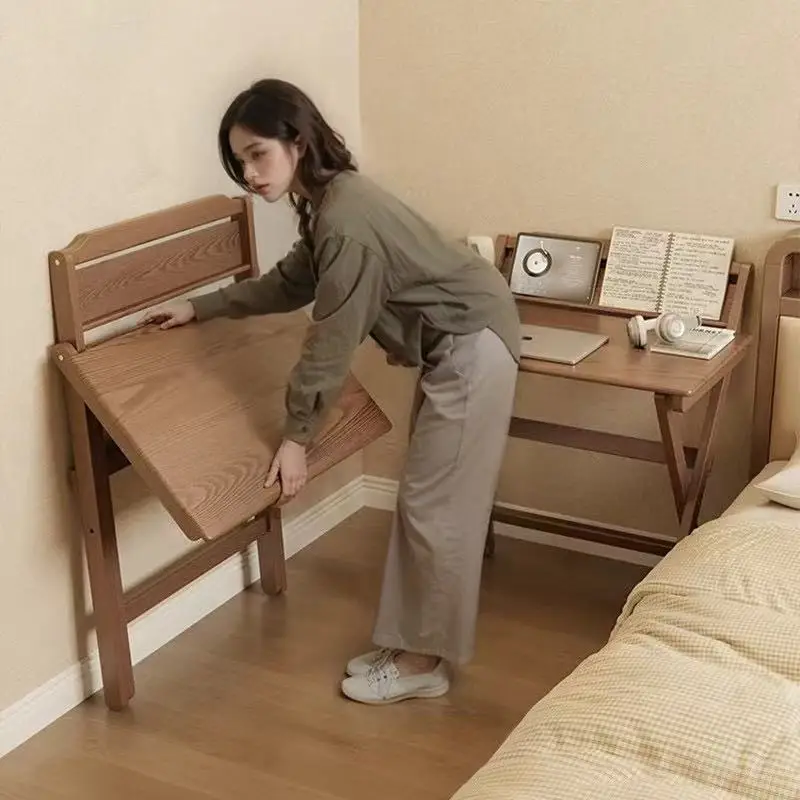 Solid wood folding desk, small bedside study table in the bedroom, simple