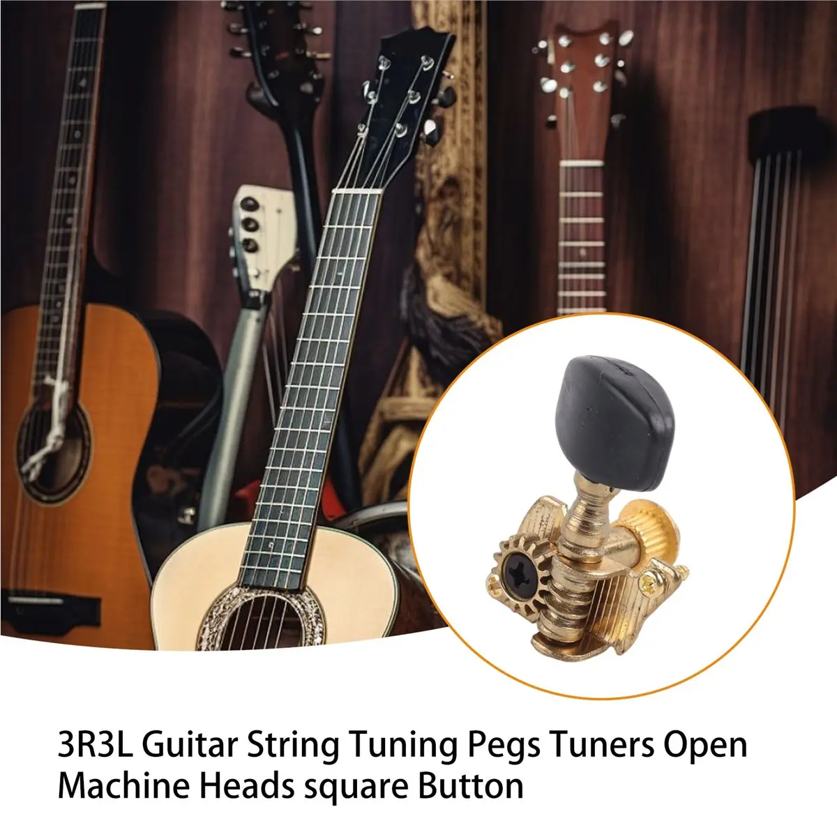 #84L 6Pc Gold Acoustic Folk Guitar Tuning Peg Parts Gold+Black,Tuning Pegs Machine Head,(Gold & Black)