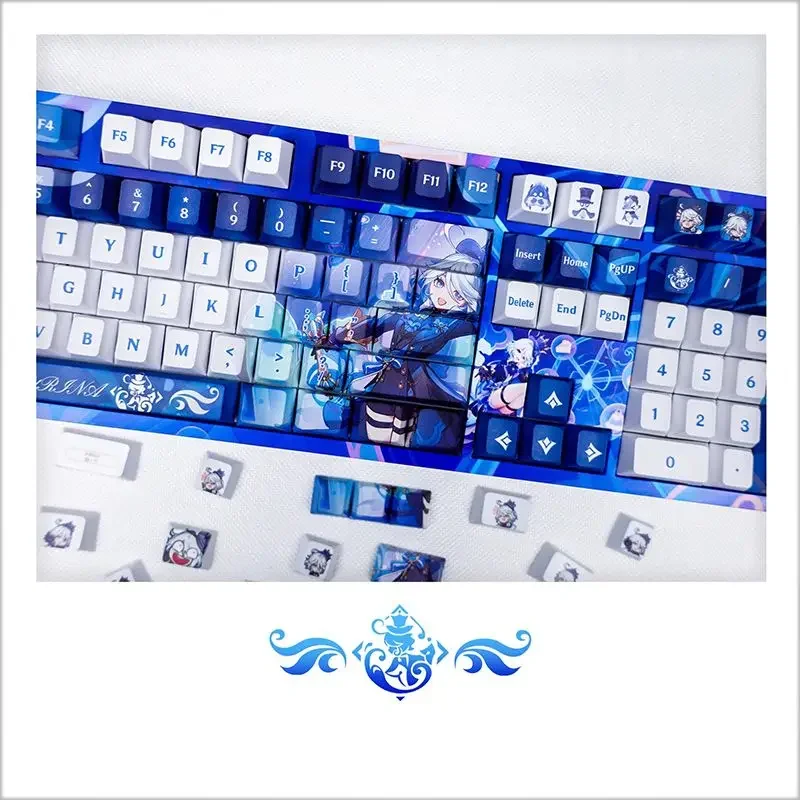 Imagem -04 - Genshin Impacto Furina Keycap Jogo Sublimação Pbt Teclado Mecânico Faça Você Mesmo Duas Dimensões Keycaps Cereja Deus Água 120key