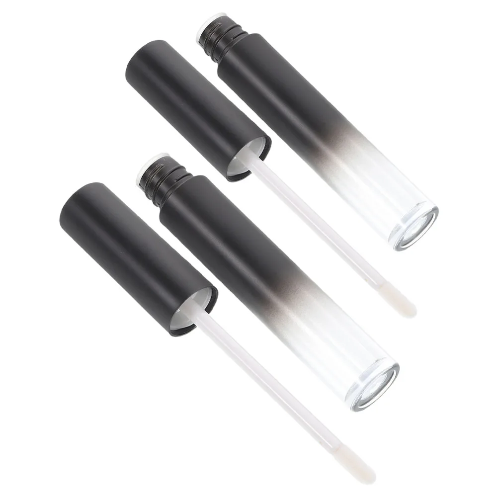 

2pcs Lip Gloss Tubes Empty Round Black Gradient DIY Containers Portable Refill Kits Plastic Brush Tube Makeup Tools