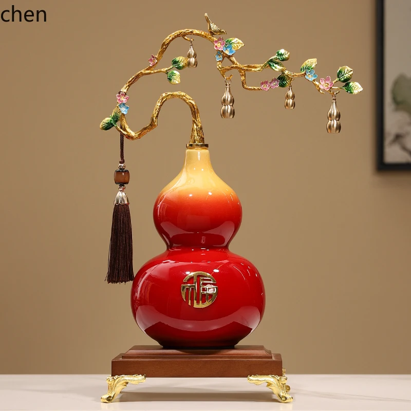 Five Blessings Creative Gourd Ornament for Living Room Wine Cabinet to Attract Wealth and Blessings