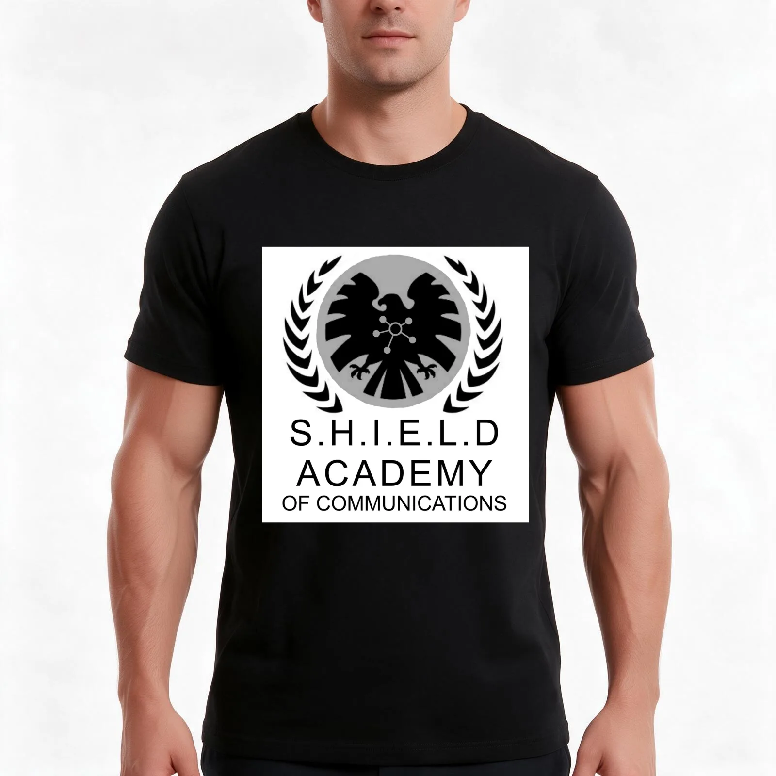 SHIELD Academy of Communications T-Shirt Summer Casual Cotton Tee Oversized Streetwear Tops Vintage Graphic Print