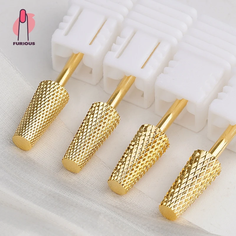 Punta da trapano per unghie in carburo di tungsteno con canna conica Lima acrilica Strumenti per cuticole per rimozione gel Salon Home Manicure Pedicure Oro