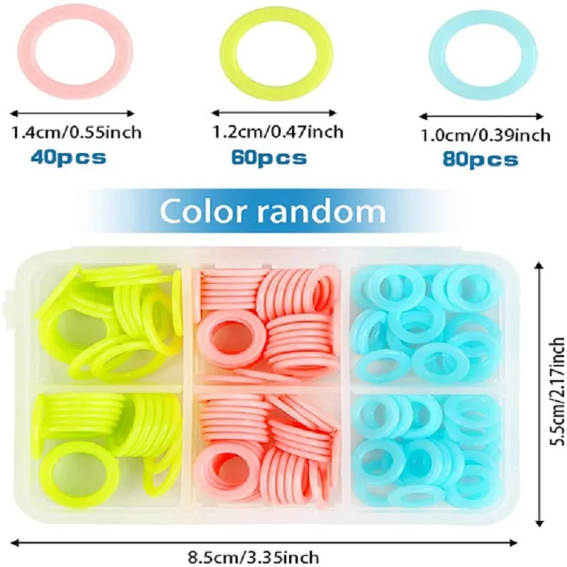 180/220Pcs Colorful Knitting Stitch Markers Rings Knitting Crochet Locking Rings with Portable Storage Box for Sewing Handcrafts