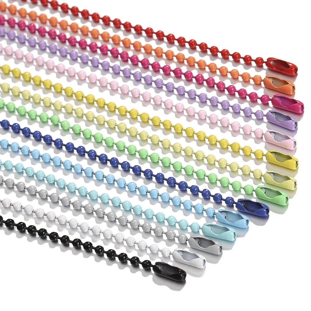 20pcs 12cm Colorful Keychain Ball Bead Chains Fits Key Chain Dolls Label Hand Tag Connectors for DIY Bracelet Jewelry Making