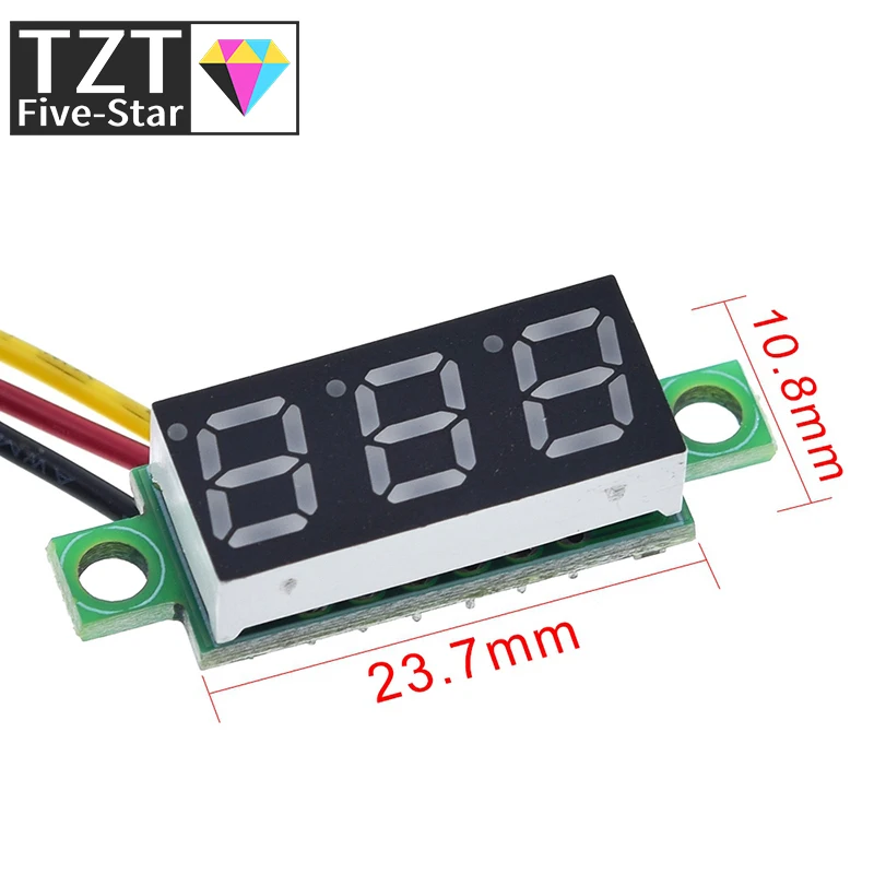 TZT Three line precision DC digital voltmeter head LED digital voltmeter DC4.5V-30V 0.28 Inch Mini Digital Voltmeter 0-100V