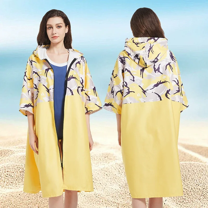 Poncho de Surf para mujer, toalla estampada con capucha, manta de playa de microfibra, Toalla de baño, traje de neopreno, Poncho de playa, albornoz