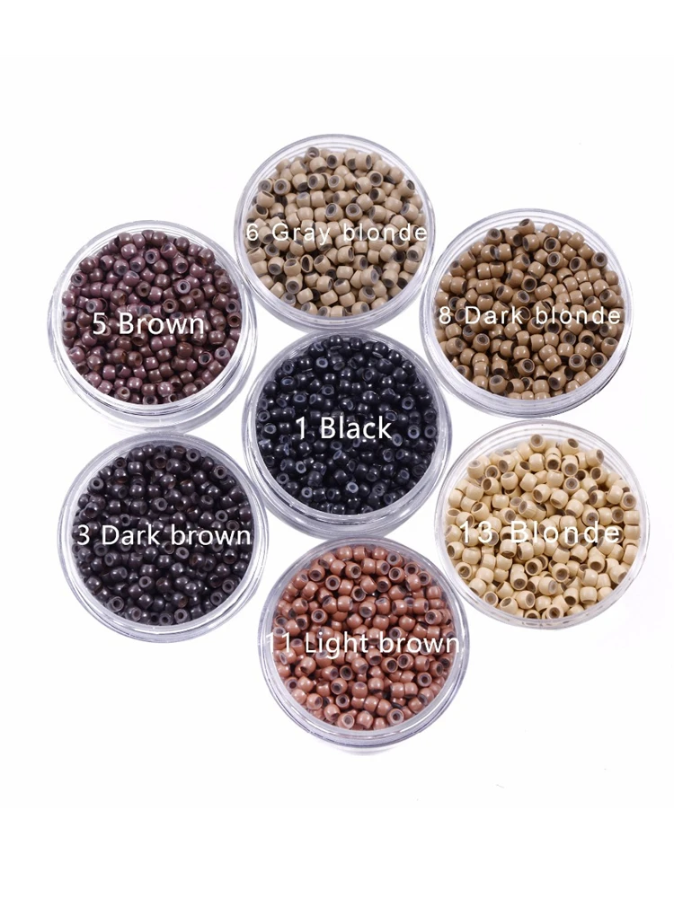 1000PCS 3mm 6D Hair Extension Beads, Copper Nano Micro Ring With Silicone Lined, Human Hair Extensions Micro Link Rings