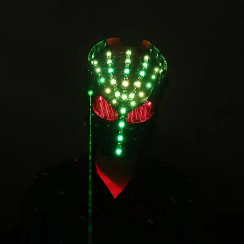 Adult LED Laser Light Luminous Skull Full Mask Men Women Party Nightclub Stage Show Accessories Halloween Cosplay Props 2024