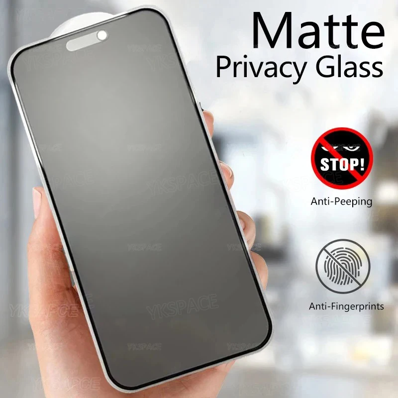 Matte Anti Spy 9H Tempered Glass For iPhone X XR XS 11 12 13 Mini 14 15 16 Pro Max Plus 16E SE Frosted Privacy Screen Protector image 2
