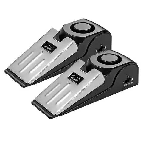 Sistema de alarma de Tope de puerta inalámbrico, seguridad para el hogar, antirrobo, portátil, alarma de Preasure, 125dB, paquete de 2