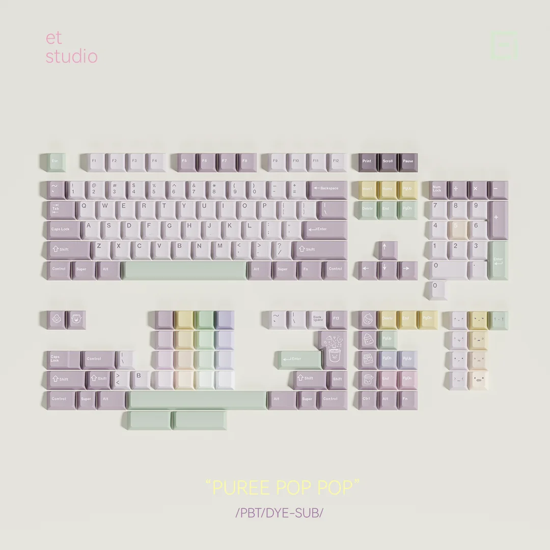 Chosfox&ET 171 klawiszy Taro Paste Pistachio Keycap PBT Keycaps Cherry Height Customiz Mechaniczne klawisze klawiatury Wymienne DIY