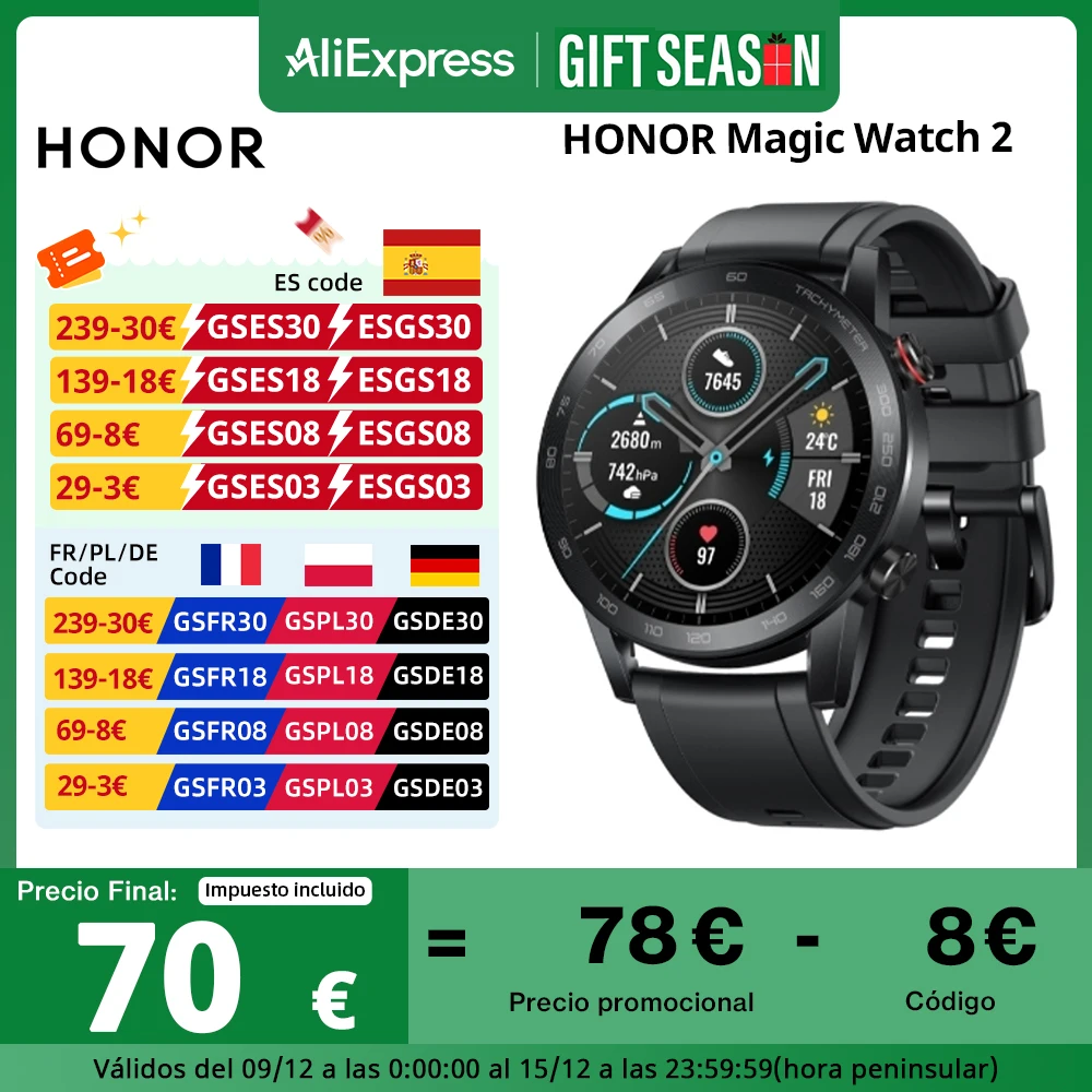 Global Version Honor Magic Watch 2 Smart Watch Bluetooth 5.1 Blood Oxygen 14 Days Waterproof Smartwatch