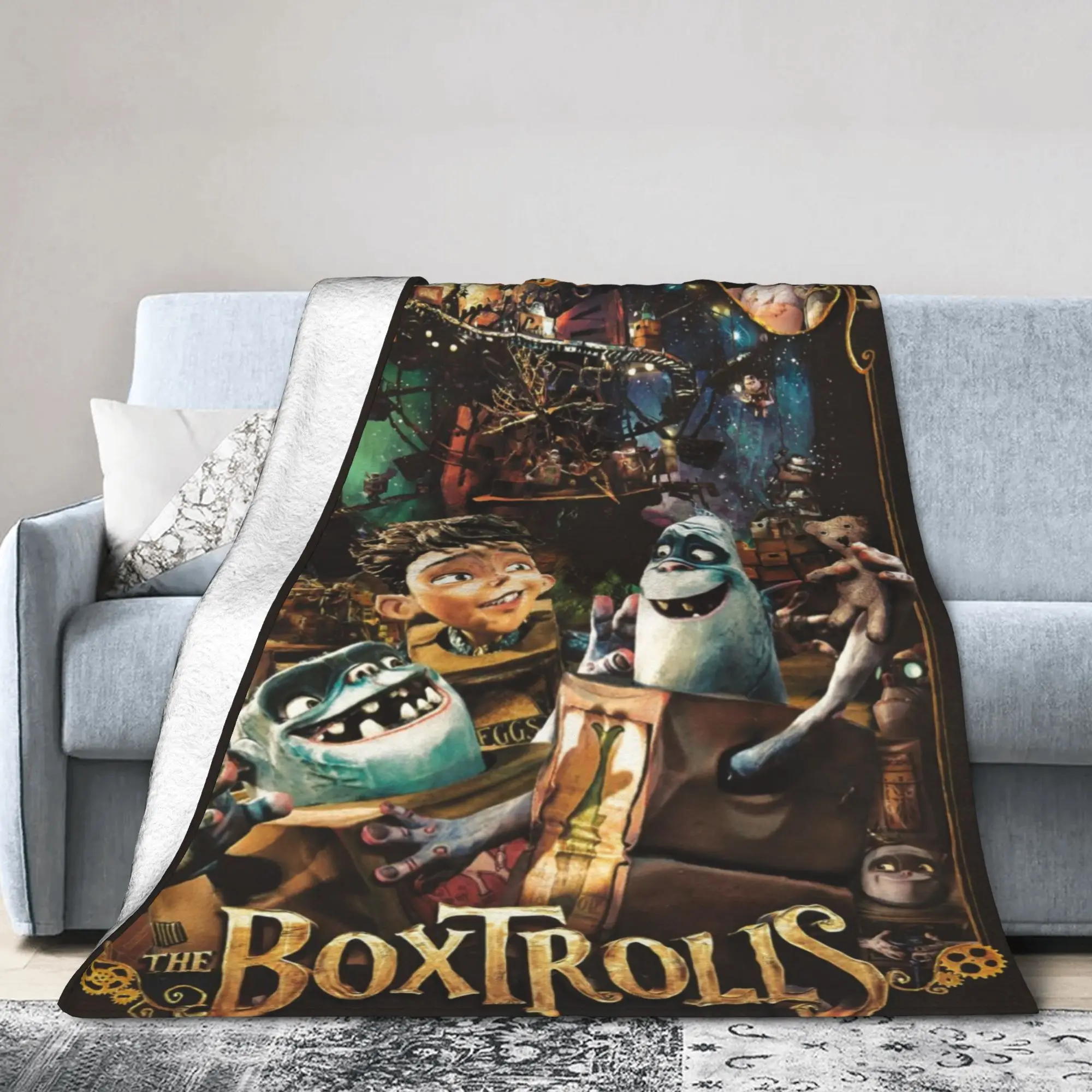 

Стильные одеяла из мультфильма The Boxtrolls, супер мягкие флисовые удобные пледы, можно стирать в машине