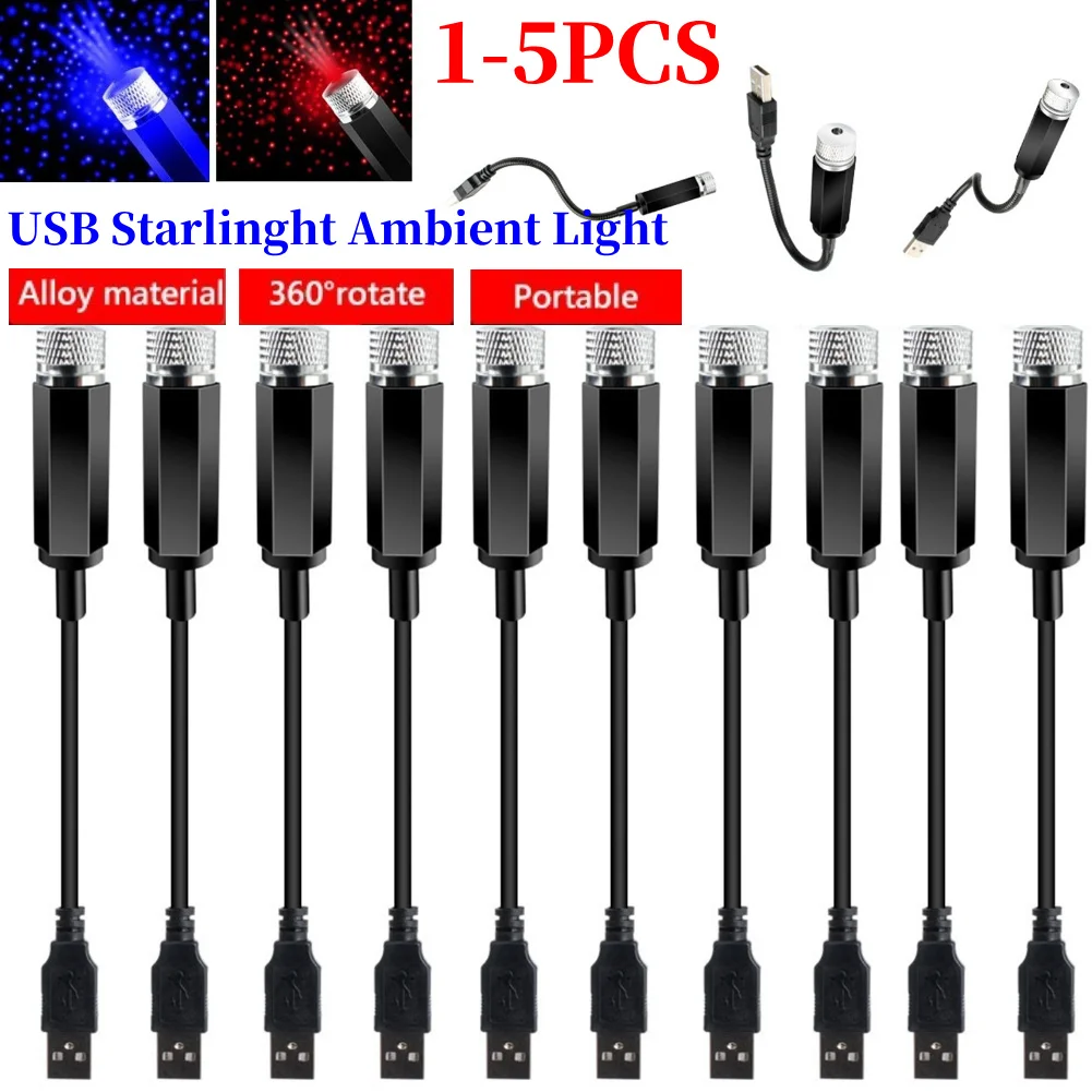 

1-5 шт. автомобильный светодиодный светодиодный ночник со звездным небом 5 В с питанием от USB Galaxy Star проектор лампа для декора потолка на крыше автомобиля