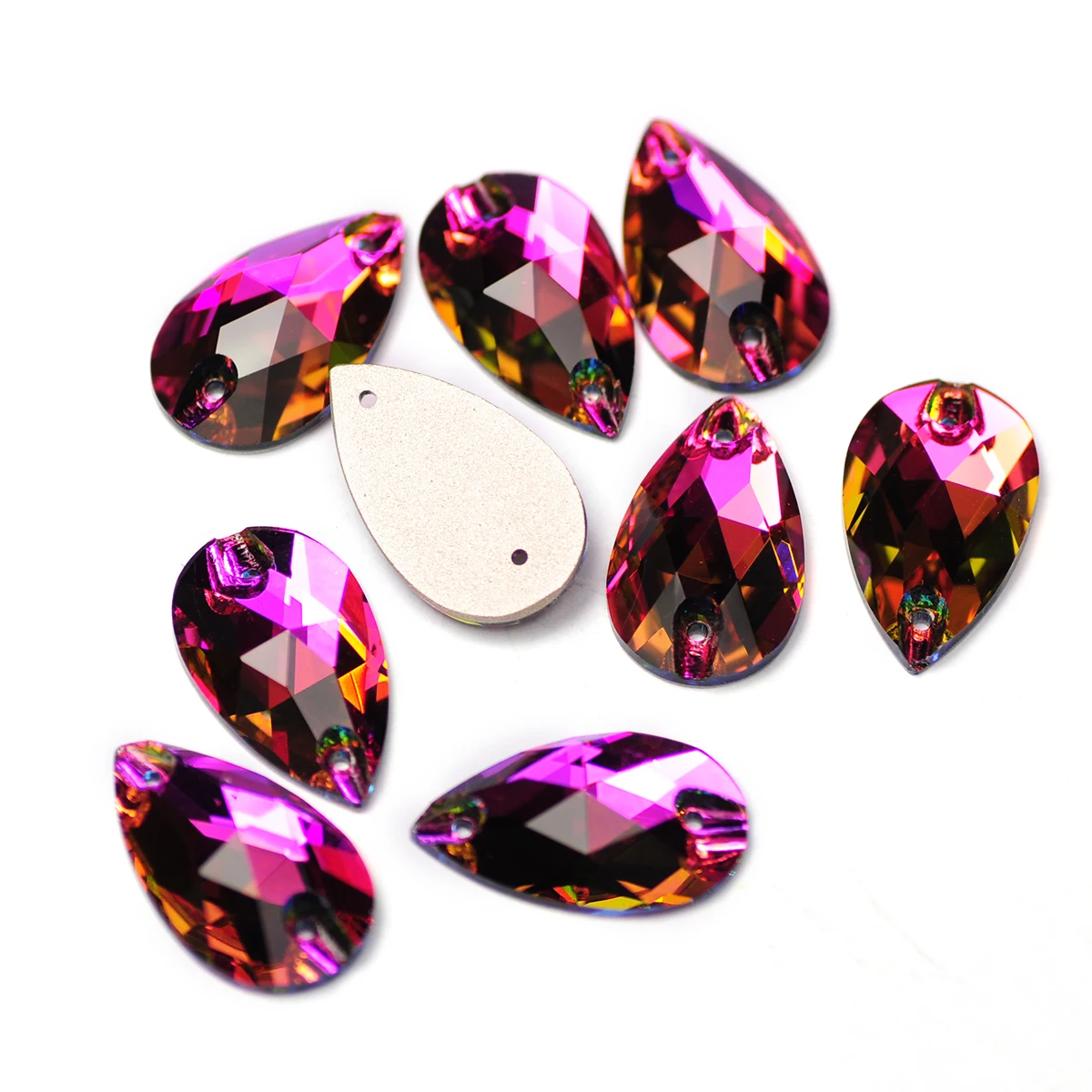 

001VM Rainbow K9 Glass Rhinestone Crystal Drop Sew On Flatback for cristales para hacer bisuteria Garment Craft Dress