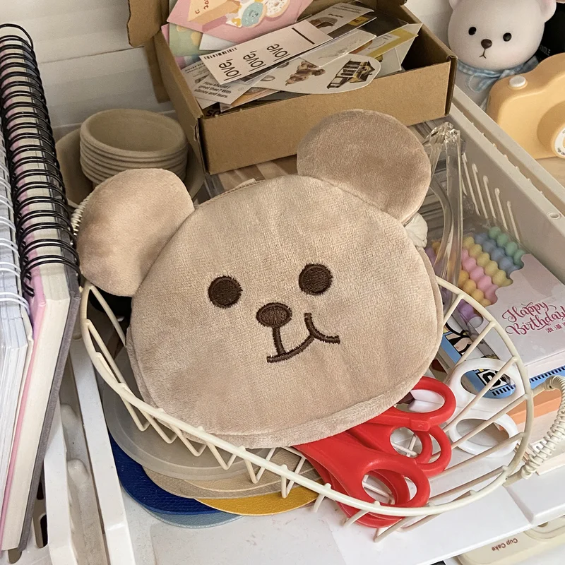 

Plush Bear Coin Purse Storage Bag Outdoor Travel Wallet Earphone Zip Bag Kids School Travel Pocketbook Children Gift Key Chain