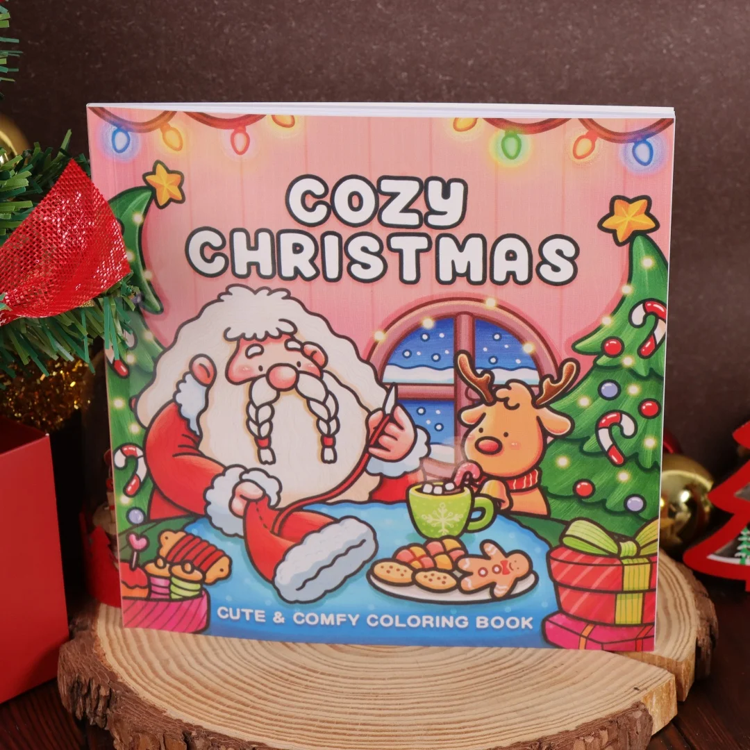 Cozy Christmas Christmas Coloring Book Cartoon Stress Relief Paperback Painting Gift Educational Montessori Drawing Toy