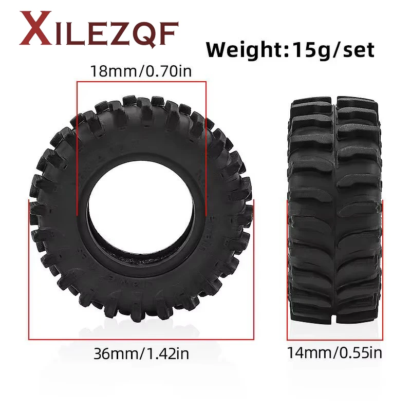 XILEZQF RC 0.7 Inch Rubber Tire Wheel Tyre Upgrade for 1/30 Scale RC Crawler Car SCX30 Ascent-32 Part Accessory