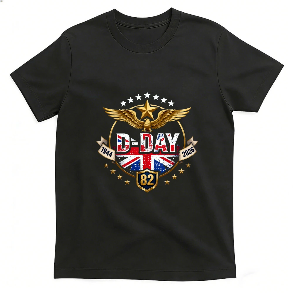 Normandy Landings D-Day 82nd Anniversary Circular Badge T Shirt Men Clothes Cotton Short-sleeved T-shirt Y2K Oversized O-neck