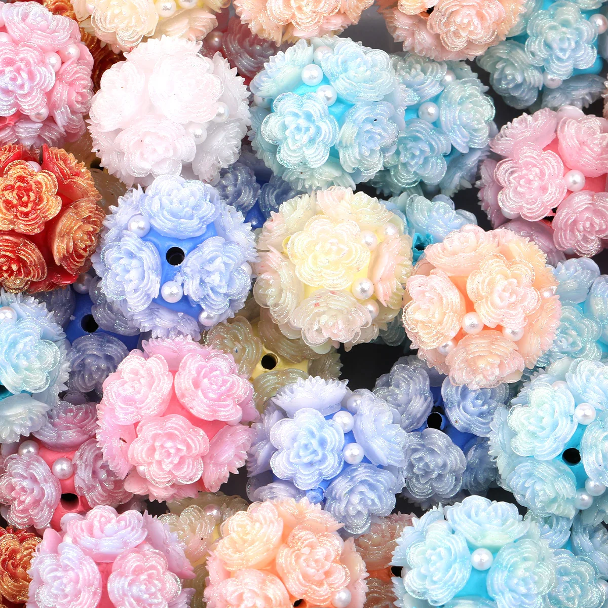 4 stücke/8 stücke Zufällige Farbe Blume Ball Perlen Weiche Charms Lose Spacer Perlen Für Schmuck Machen Dekoration DIY