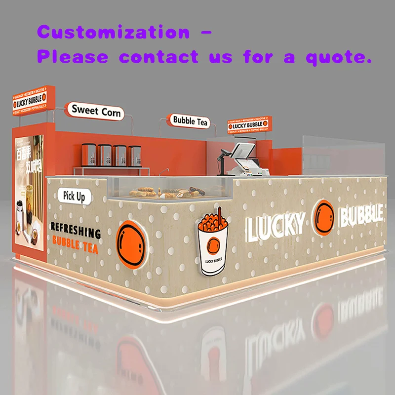 custom.Custom Counter Milk Tea Bar Operating Desk Shopping Malls Hot & Cold Drinks Snacks Point Display Cabinet