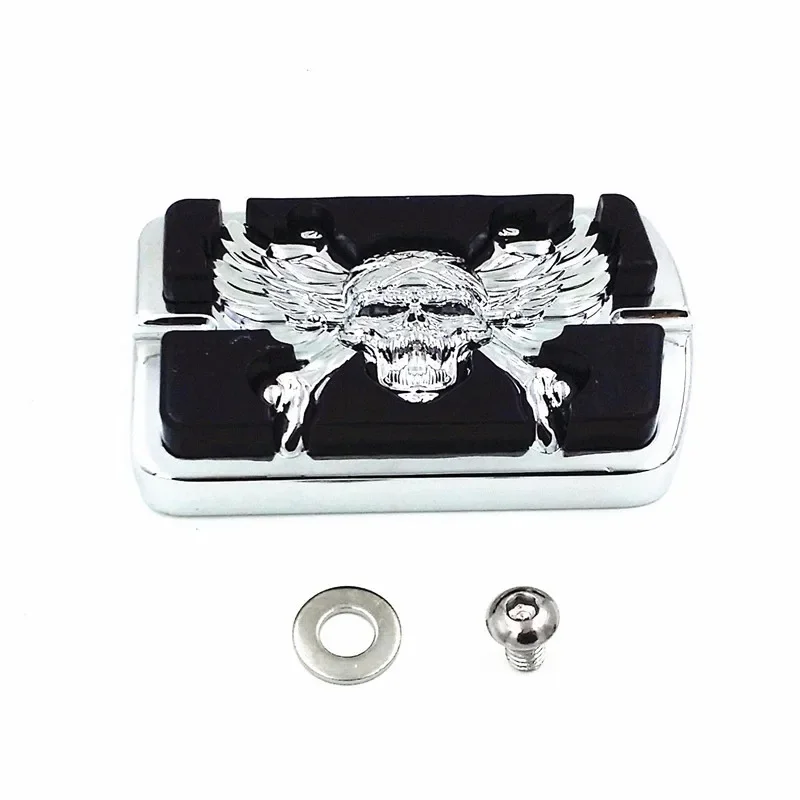 Chrome Skull Wing Large Brake Pedal Pad For Harley Softail Electra Glide Cruiser