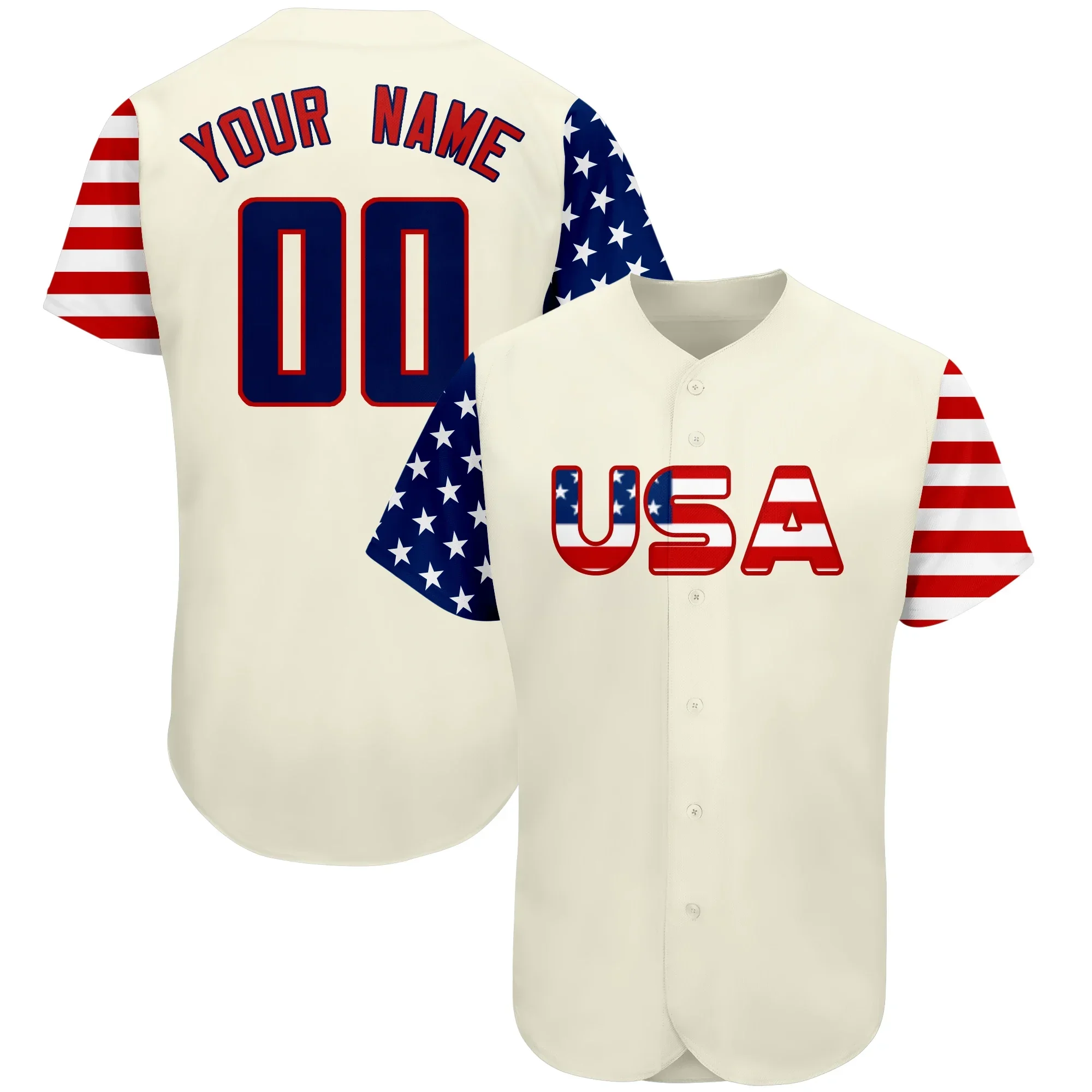 Custom Baseball Jersey Sublimation Printing Team Name Number USA Flag Baseball Shirt Softball Game Training Shirt For Men/Youth