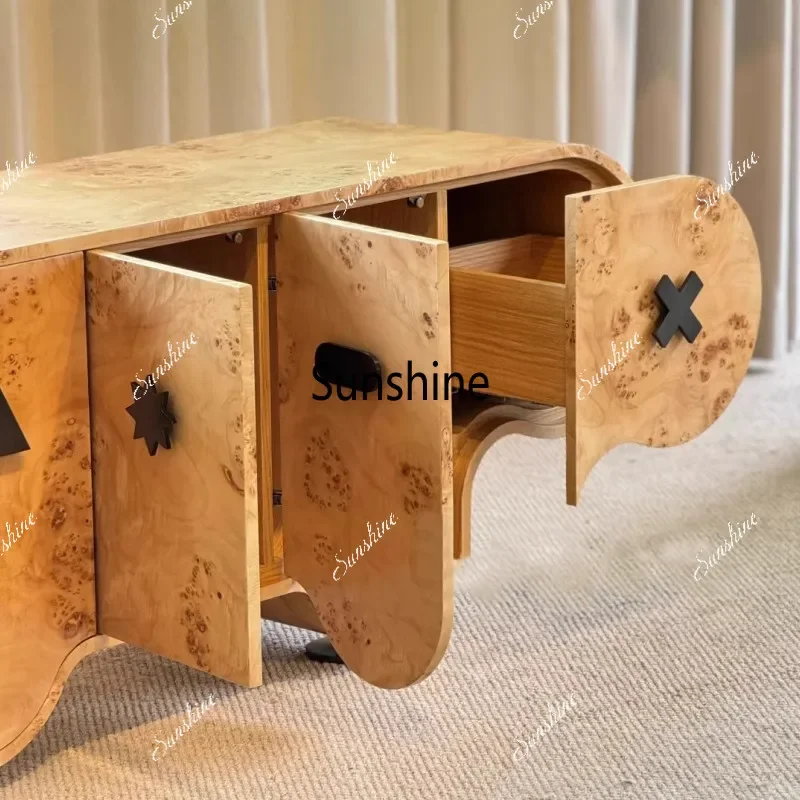 

Wabi Sandy Wind Solid Wood Dining Side Cabinet Living Room Wall TV Cabinet