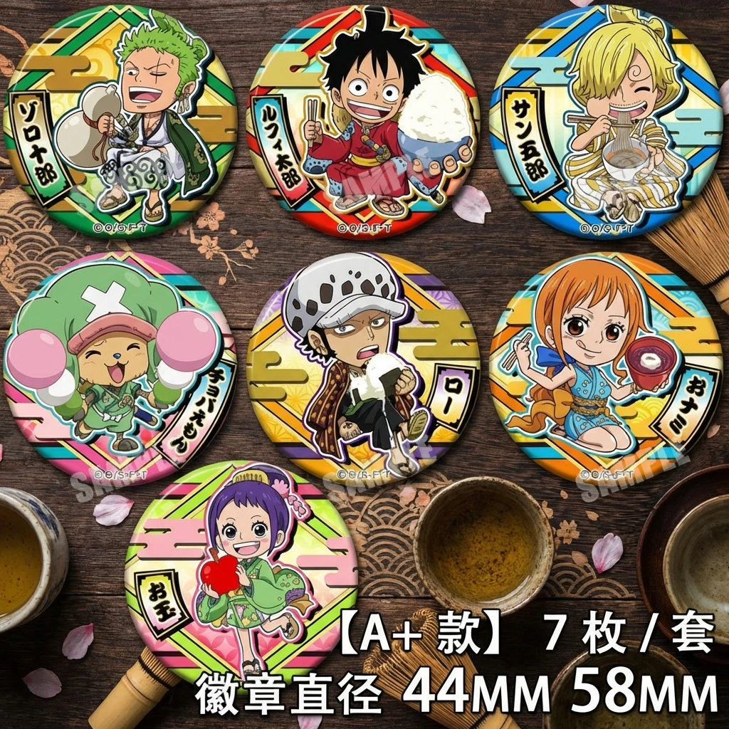 

One Piece Anime Mirror Cosplay Badge Luffy Chopper Zoro Roronoa Trafalgar Law Straw Hat Pirates Brooch Pin A+