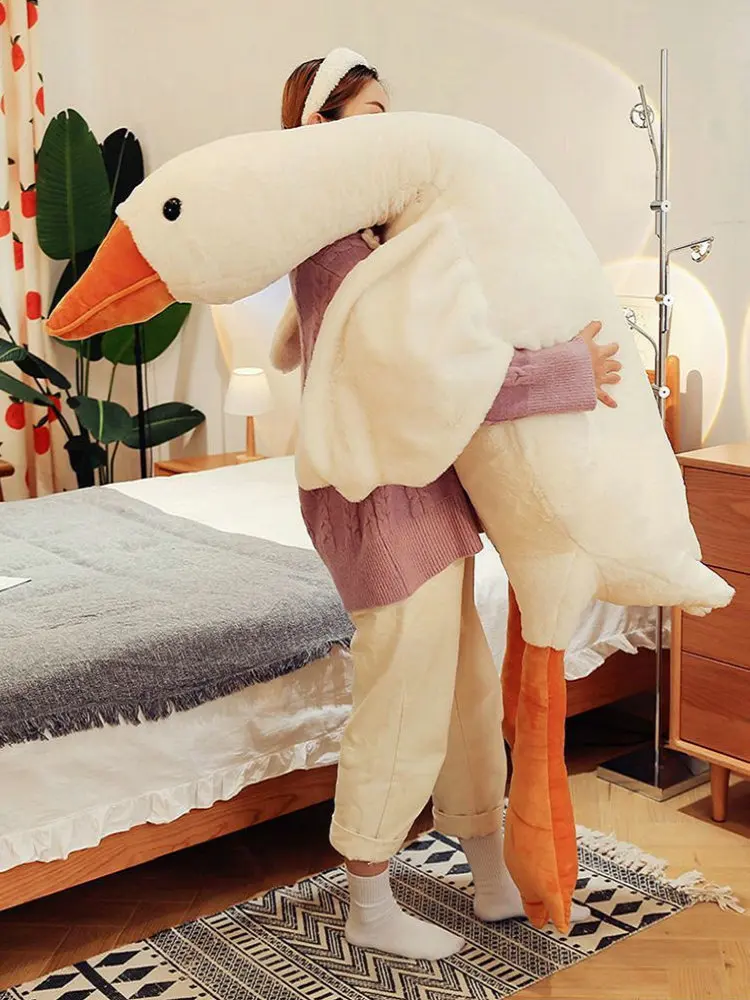 

1pc Giant Long Plush White Goose Toy Stuffed Lifelike Big Wings Duck Hug Massage Throw Pillow Boyfriend Cushion For Girl