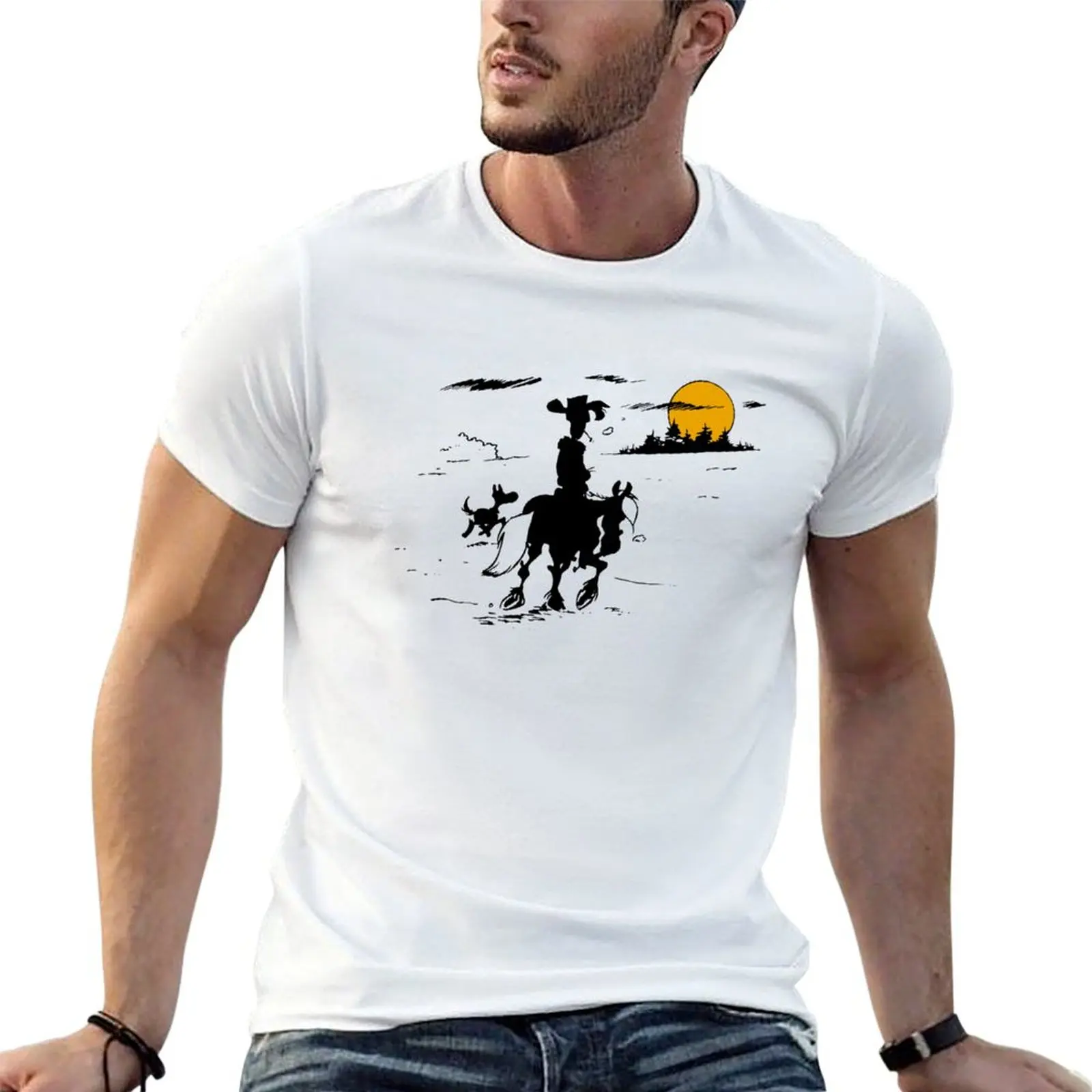 Lúcky American Lúké with Jolly Jumper and Rantanplan T-Shirt man t shirt graphic anime tshirt T-Shirt