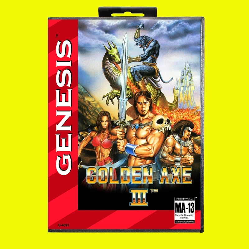 Golden Axe III MD Game Card 16 Bit USA Cover for Sega Megadrive Genesis Video Game Console Cartridge