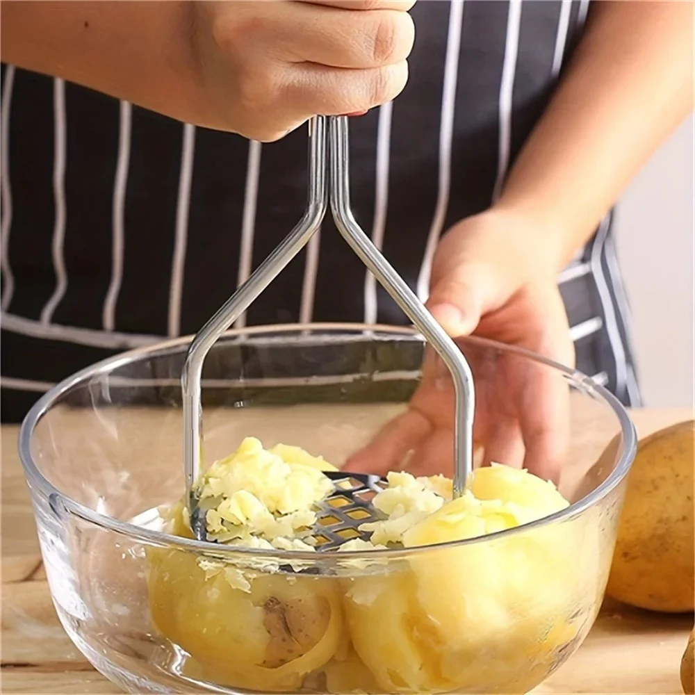 Stainless Steel Potato Masher Manual Fruit Vegetable Pressure Mud Machine Kitchen Children Food Crusher Complementary Gadget view 2